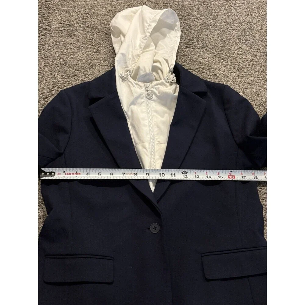 Tory Burch Sport Convertible Blazer With Hood Women’s‎ Size Large Blue White